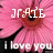Pixelated pink flower with white text 'JRAIE' above and 'I love you' below on black background.