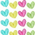 Pixelated heart with colorful text and symbols on white background, including 'iLY' letters and '<3' symbol