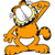 Pixelated orange cartoon cat with white chest and face, one arm raised, standing on hind legs with tail curled, black outline, white background.