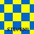 Blue and yellow checkered background with four instances of the text 'STEVEN!!' in black pixelated font.