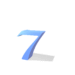 Blue 3D number seven with varying angles and shadows