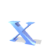 Blue 3D X-shaped icon with varying shadows and angles , transitioning from upright to tilted positions