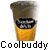 Pixelated static icon of a glass with dark liquid and ice, labeled "Coolbuddy" below in blocky text.