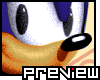 Pixel art close-up of a blue and white cartoon character's face with large black eyes, orange muzzle, and visible 'PREVIEW' text at bottom.