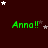 Dark red background with green text "Anna!!" repeated across three , white and brown stars scattered throughout, and a gray rectangle in the bottom-right corner
