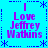 A static digital image with a bright cyan background, purple text reading "I Love Jeffrey Watkins," and blue decorative elements including dashed lines and asterisks.