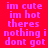 A static image with a bright red background and pink text displaying phrases like "im cute," "im hot," "theres," "nothing i dont got" in pixelated font.