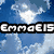 Pixelated blue sky background with white clouds and black text reading 'EmmaE15' in blocky font.
