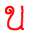 A static contact sheet showing two frames of an animated icon: a red stylized letter U on the left and scattered gray pixelated fragments on the right, all against a white background.