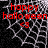 Red text 'happy halloween' and '<3' on a black spiderweb background with white web lines.
