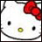 Hello Kitty character face with red bow on left side of image, pixelated text "Anime IM" and signature on black background right side of contact sheet frame.
