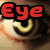 A four- shows a close-up of an eye with yellow-green irises and black pupils, each displaying different text overlays