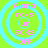 Four identical circular icons with cyan rings on a bright green background, each containing pink text reading "Alana" at the top, "roxs" below, "ur" in the center, "soxs" below that, and "OFF" at the bottom.