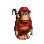 Pixelated monkey character in red cap and shirt, shown across multiple poses with subtle head and body angle changes against gray background.