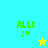 Green text 'ALLI' with a small green heart and musical note icon below it, set against cyan background with yellow star in bottom-right corner.