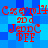 Red pixelated text on blue background with repeated patterns and slight variations across four identical sections