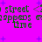 Pixelated green text on bright purple background with blue star shapes, showing repeated 'street' and 'appears time' phrases in a