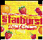 Static pixel art featuring a yellow background with red strawberries and stylized text reading 'Strawberry' in large letters.