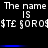 Pixelated text repeats across a black background with blue horizontal bars, showing identical static frames and one animated frame transition.