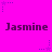 Static image with bright magenta background, repeated dark purple text "Jasmine" in two , and scattered small purple star shapes with dotted lines