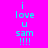 Pixelated cyan text on four colored backgrounds: magenta, coral, yellow, and pink. Text reads "i love u sam !!!!" in vertical alignment.
