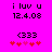 Pixelated text and symbols on a bright pink background with animated heart variations.