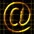 @ symbol rendered in glowing golden lines on dark background; left side shows sharp outline, right side displays blurred glow effect