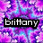 Pixelated image with vibrant purple and blue background displaying the name 'brittany' in white text on a black rectangular banner.