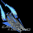 Animated sequence of a blue and gray spaceship with glowing cyan accents rotating against black background, displaying multiple angles in