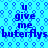 Blue pixelated text on a light blue background with repeating hexagonal patterns, displaying 'u give me butterflys' in two mirrored sections.