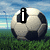 Pixelated soccer ball icons with text overlays on a grassy field background, displaying phrases 'i am soccer lady' and 'i love soccer'.
