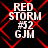 Four identical display red diamond lattice on black background with white text reading RED STORM #52 GJM