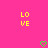 Yellow 'LOVE' text and green pixel hearts on a solid pink background with no visible animation changes.