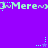 Purple background with repeating light green 'Mere' text and small stars, stars change color from purple to light blue.