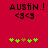 Red background with black text 'AUSTIN!' and '<3<3' above green plus signs and brown crosses, two versions differ in cross placement.