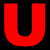 Red block letters U, G, A on black background in 2x2 contact sheet layout with four frames showing identical static text.