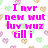 Pixelated pink text on a white background with small heart-shaped patterns in pastel colors.