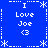 Blue background with white pixelated text and symbols arranged in a pattern, showing repeated phrases "I Love Joe <3" surrounded by asterisks and dotted lines