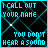 identical pixelated icons with cyan text on a black background, each displaying 'I CALL OUT YOUR NAME' and 'YOU DON'T HEAR A SOUND', some featuring small white star-like shapes