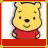 Two side-by-side frames of a pixelated Winnie the Pooh icon with red border and white background, showing slight pose differences between frames.