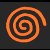 A static 50x50 pixel buddy icon featuring a bright orange spiral on a dark gray background, rendered with visible pixelation and no additional elements or text.