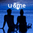 Silhouettes of two people sitting side-by-side on a beach at night with a moonlit sky, text changes from "u & me" to "now thats" to "cute".