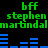 Green and blue pixelated text and bar graphics on a black background, with repeated text elements and blue bar patterns shifting between two states.