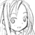Pixelated grayscale cartoon face with long hair and closed eyes, static single-frame image on white background.