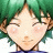 A pixelated anime-style character with green hair and closed eyes on the left, next to a black background with white text "Anime IM" and stylized signature "C0M" on the right.