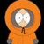 Pixelated orange hooded figure with large white eyes and a neutral expression against dark background.