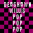 Pixelated text on a checkered background with visible animation artifacts