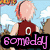 Pixelated anime-style icon with pink-haired character in red sleeveless top, black text overlays reading 'someday', 'love will find me', 'in the rough', and a gray background section.