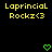Yellow pixelated text "Laprinicial Rockz<(3" on black background with two green heart icons below.