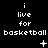 Pixelated black background with white text 'i live for basketball' repeated across three , each containing a distinct symbol below the text: plus sign, asterisk, and X in first ; plus sign, period, and colon in second ; dots forming circular pattern in third